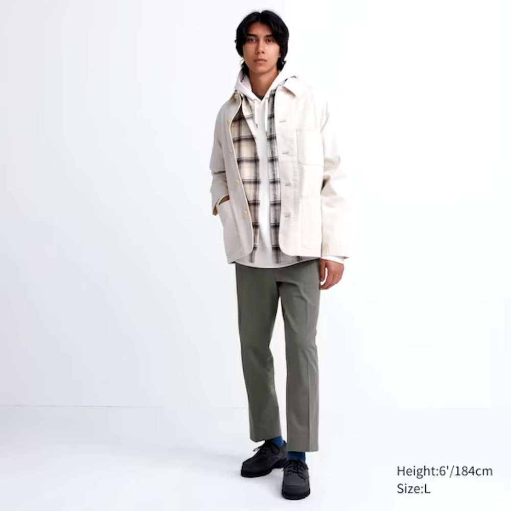 Uniqlo Smart Cotton Cropped Ankle Pants Olive Green